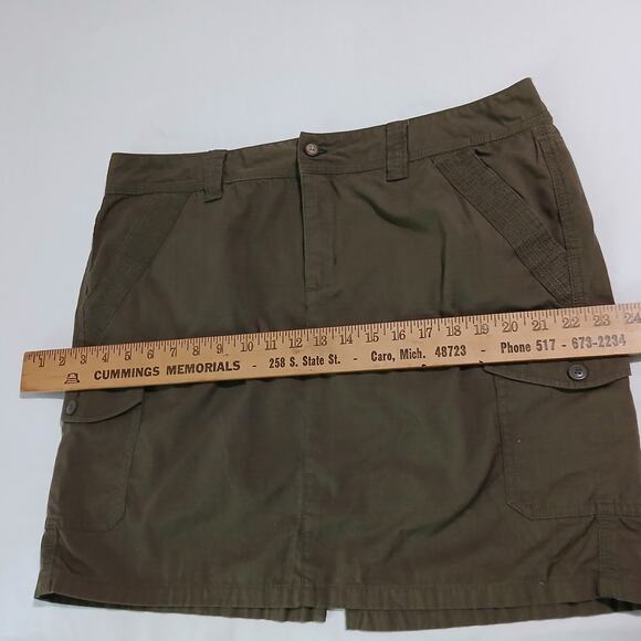 Eddie Bauer size 14 olive ripstop mini-skirt easy care front and side pockets - Picture 7 of 11